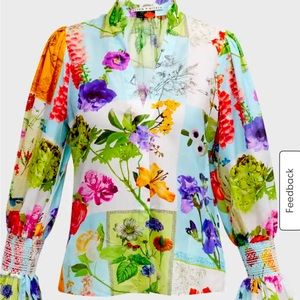 Alice + Olivia IIan Floral Blouse Sz Large